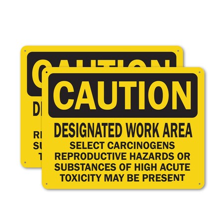 Signmission Designated Work Area Select Carcinogens Reproductive Hazards OSHA Caution Sign, Al, 18in Wx12in, 2PK OS-2PACK-CS-A-1218-L-19138